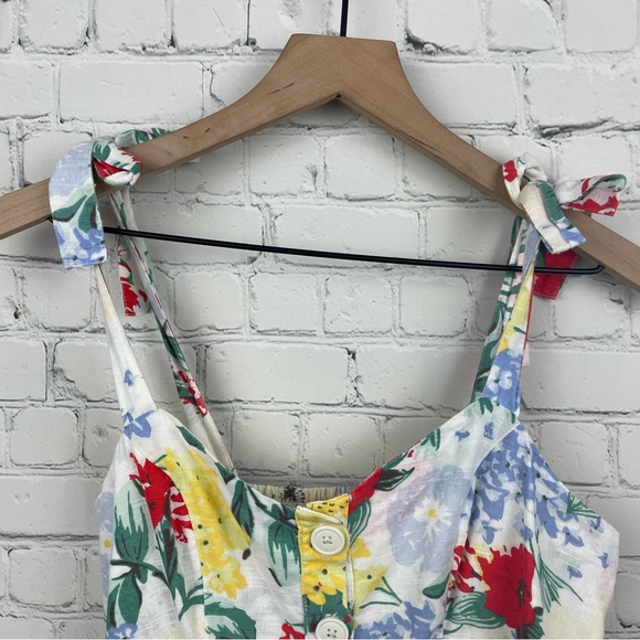 URBAN OUTFITTERS Positano Cotton Tie Shoulder Floral Midi Sundress size Medium - Picture 4 of 8